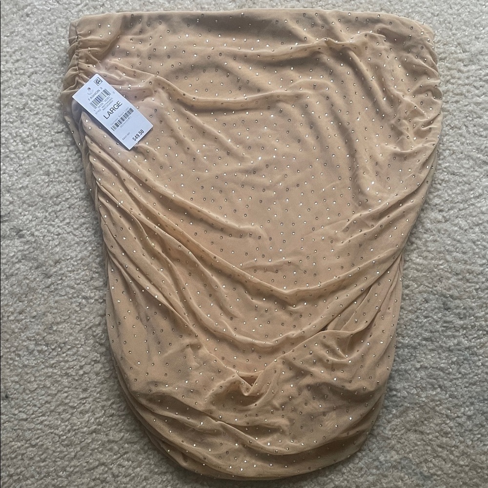 Bar III Beige Ruched Skirt with Glitter